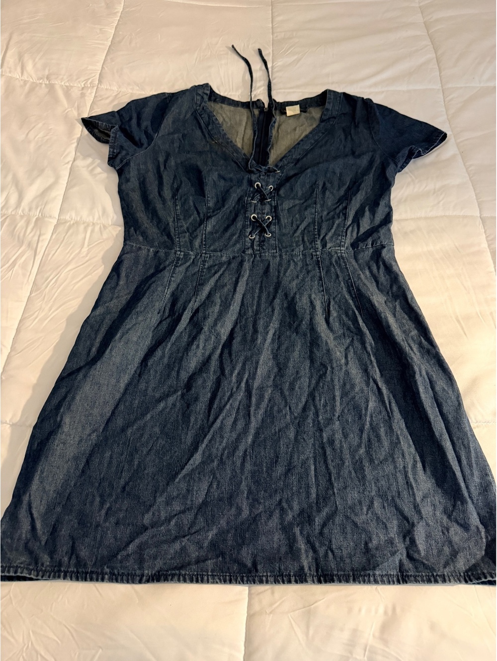 Venus Denim Lace-Up Fit & Flare Dress Size M
